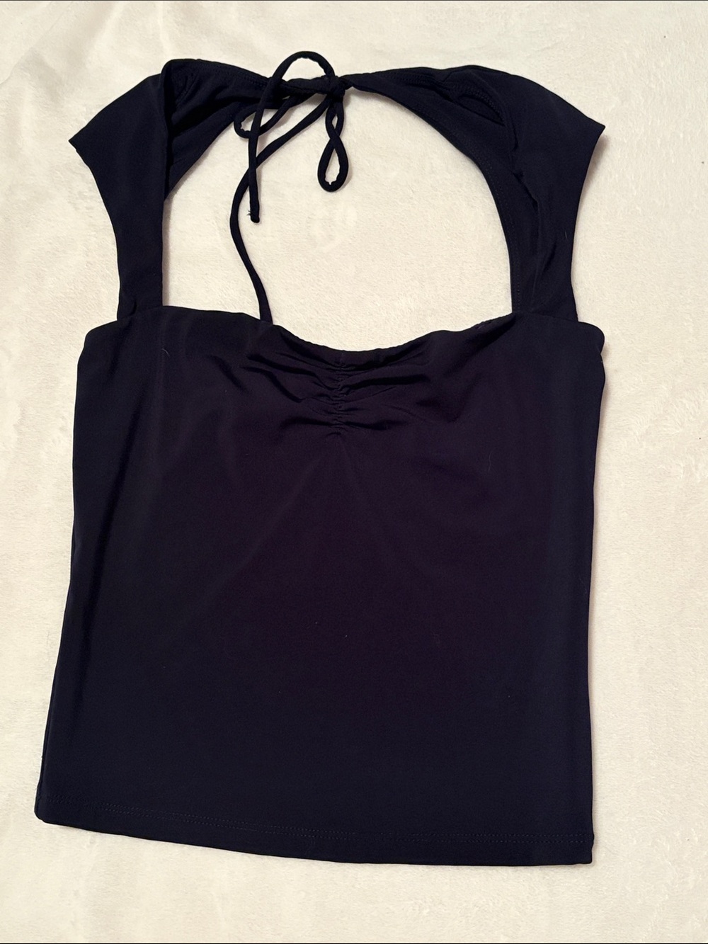 Garage Navy Blue Halter Tie Top